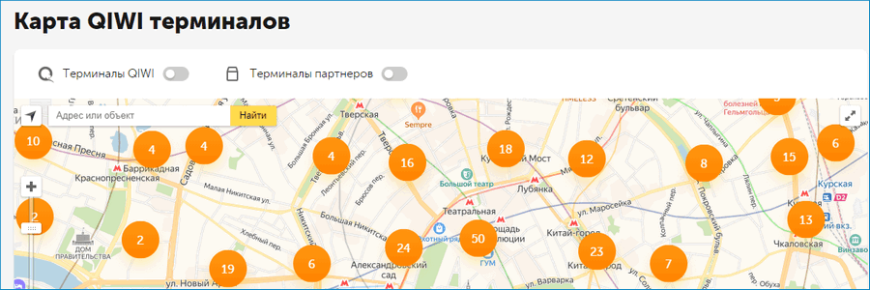 Qiwi терминалы карта